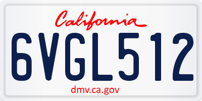 CA license plate 6VGL512