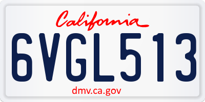 CA license plate 6VGL513