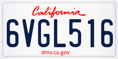CA license plate 6VGL516