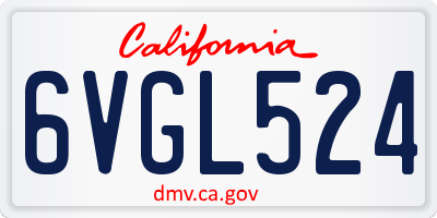 CA license plate 6VGL524