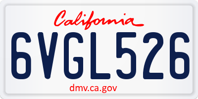 CA license plate 6VGL526
