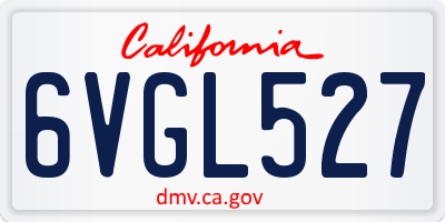CA license plate 6VGL527