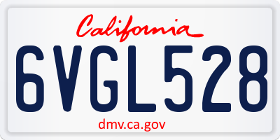 CA license plate 6VGL528