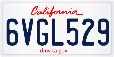 CA license plate 6VGL529