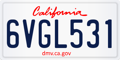 CA license plate 6VGL531