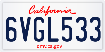 CA license plate 6VGL533