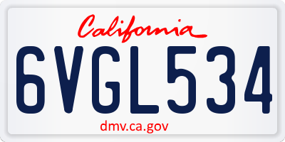 CA license plate 6VGL534