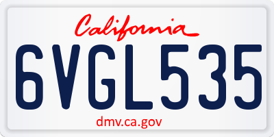 CA license plate 6VGL535