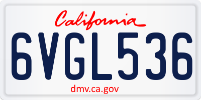 CA license plate 6VGL536