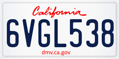 CA license plate 6VGL538