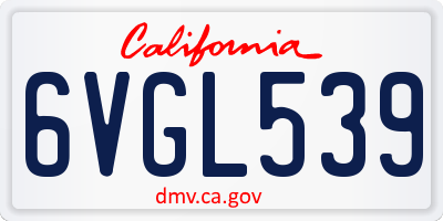 CA license plate 6VGL539