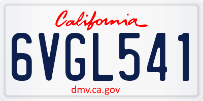 CA license plate 6VGL541