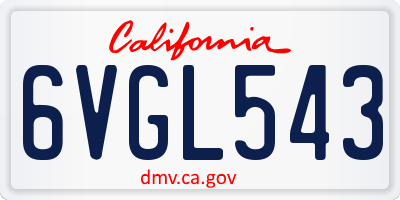 CA license plate 6VGL543