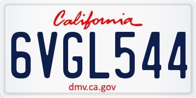 CA license plate 6VGL544