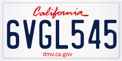 CA license plate 6VGL545