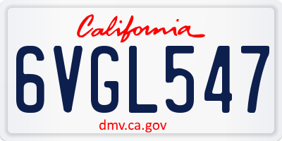 CA license plate 6VGL547