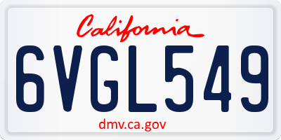 CA license plate 6VGL549