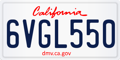 CA license plate 6VGL550