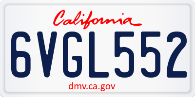 CA license plate 6VGL552