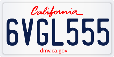 CA license plate 6VGL555