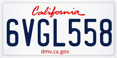 CA license plate 6VGL558