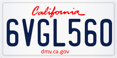 CA license plate 6VGL560