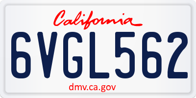 CA license plate 6VGL562