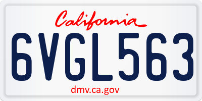 CA license plate 6VGL563