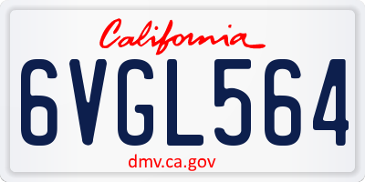 CA license plate 6VGL564