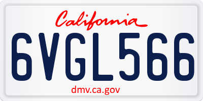 CA license plate 6VGL566