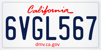 CA license plate 6VGL567