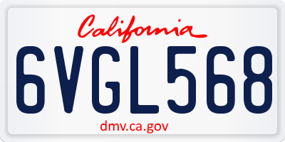 CA license plate 6VGL568