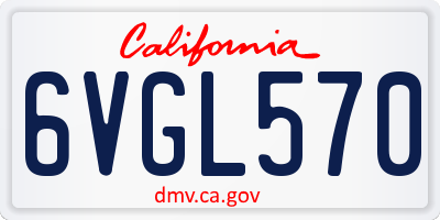 CA license plate 6VGL570