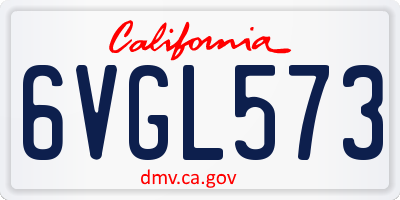 CA license plate 6VGL573