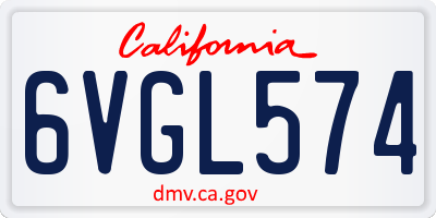 CA license plate 6VGL574