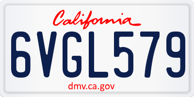 CA license plate 6VGL579
