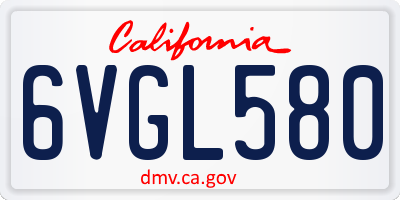 CA license plate 6VGL580