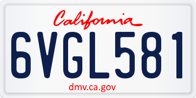 CA license plate 6VGL581