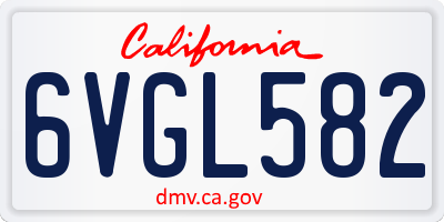 CA license plate 6VGL582