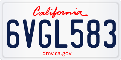 CA license plate 6VGL583