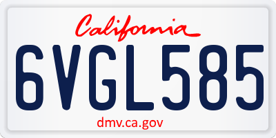 CA license plate 6VGL585