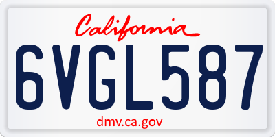 CA license plate 6VGL587