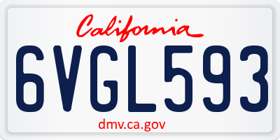 CA license plate 6VGL593