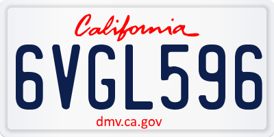CA license plate 6VGL596