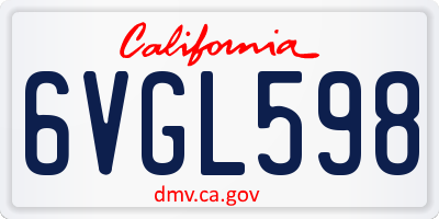 CA license plate 6VGL598