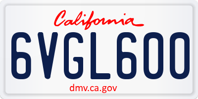 CA license plate 6VGL600