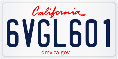CA license plate 6VGL601