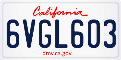CA license plate 6VGL603