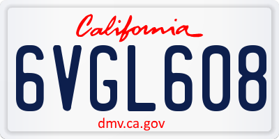 CA license plate 6VGL608