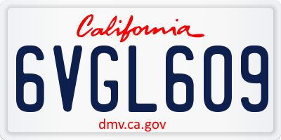 CA license plate 6VGL609